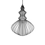 GloboStar® LILY 01558 Vintage Κρεμαστό Φωτιστικό Πλέγμα Μονόφωτο 1 x E27 IP20 Μαύρο Μέταλλο με Λευκό Ύφασμα - Μ43 x Π43 x Υ55cm - Image 7