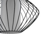 GloboStar® LILY 01558 Vintage Κρεμαστό Φωτιστικό Πλέγμα Μονόφωτο 1 x E27 IP20 Μαύρο Μέταλλο με Λευκό Ύφασμα - Μ43 x Π43 x Υ55cm - Image 8
