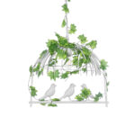 GloboStar® NEST 01641 Vintage Κρεμαστό Φωτιστικό Φιγούρα Μονόφωτο 1 x E27 IP20 Λευκό Μέταλλο με Πράσινο Πλαστικό - Μ48 x Π38 x Y40cm - Image 2