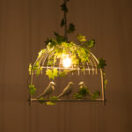 GloboStar® NEST 01641 Vintage Κρεμαστό Φωτιστικό Φιγούρα Μονόφωτο 1 x E27 IP20 Λευκό Μέταλλο με Πράσινο Πλαστικό - Μ48 x Π38 x Y40cm - Image 3