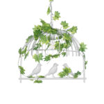 GloboStar® NEST 01641 Vintage Κρεμαστό Φωτιστικό Φιγούρα Μονόφωτο 1 x E27 IP20 Λευκό Μέταλλο με Πράσινο Πλαστικό - Μ48 x Π38 x Y40cm - Image 5