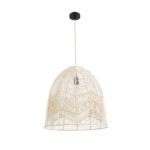 GloboStar® ALOHA 01751 Boho Κρεμαστό Φωτιστικό Καμπάνα Μονόφωτο 1 x E27 IP20 Μπεζ Σχοινί - Μ45 x Π45 x Y48cm - Image 4
