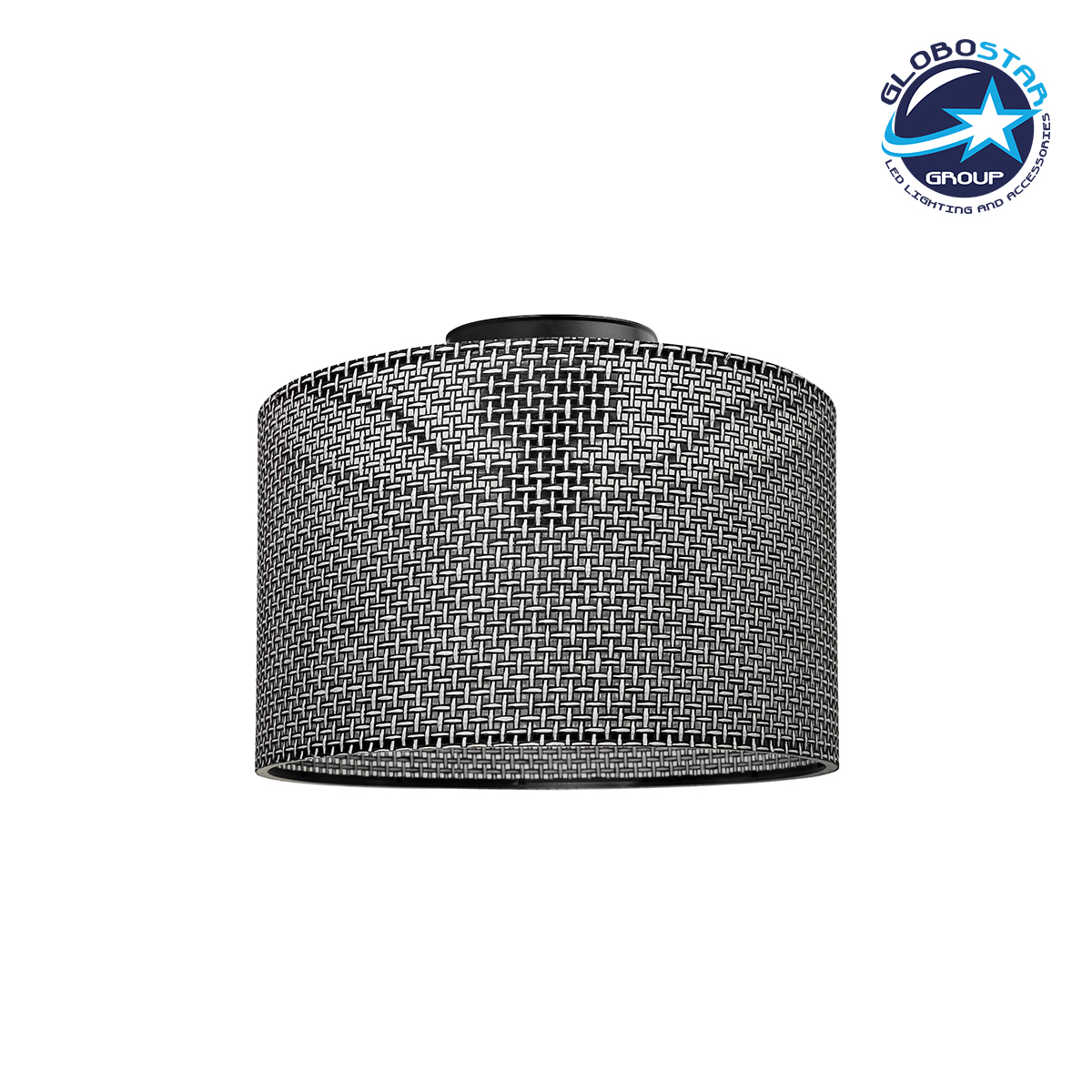 203_0152_1 GloboStar® CILIO 203-0152 Μοντέρνο Φωτιστικό Οροφής Καπέλο Μονόφωτο 1 x E27 IP20 Μαύρο Διάτρητο Ύφασμα - Μ30 x Π30 x Υ21cm - Image 1