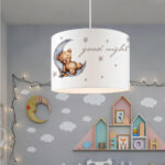 GloboStar® MOON 204-0013 Παιδικό Κρεμαστό Φωτιστικό Φιγούρα Μονόφωτο 1 x E27 IP20 Λευκό Ύφασμα - Μ28 x Π28 x Υ70cm - Image 2