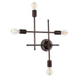 GloboStar® PIPING 00662 Vintage Επιτοίχιο Φωτιστικό Πολύφωτο 4 x E27 IP20 Χάλκινο Μέταλλο - Μ40 x Π9 x Υ52cm - Image 4