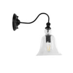 GloboStar® LILLY 01064 Vintage Επιτοίχιο Φωτιστικό Απλίκα Μονόφωτο 1 x E27 IP20 Μαύρο Μέταλλο με Διάφανο Γυαλί - Μ38 x Π20 x Υ37cm - Image 5