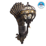 GloboStar® CORNELIA 01250 Vintage Επιτοίχιο Φωτιστικό Απλίκα Μονόφωτο 1 x E27 IP20 Καφέ & Χρυσό Μέταλλο με Μελί Γυαλί - Μ20 x Π32 x Υ55cm