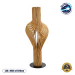GloboStar® MIHIRO 02150 Boho Επιδαπέδιο Φωτιστικό Μονόφωτο 1 x E27 IP20 Καφέ Ξύλο με Μαύρο Μέταλλο - Μ48 x Π48 x Υ120cm