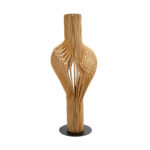 GloboStar® MIHIRO 02150 Boho Επιδαπέδιο Φωτιστικό Μονόφωτο 1 x E27 IP20 Καφέ Ξύλο με Μαύρο Μέταλλο - Μ48 x Π48 x Υ120cm - Image 2