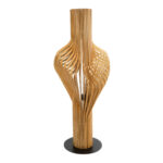 GloboStar® MIHIRO 02150 Boho Επιδαπέδιο Φωτιστικό Μονόφωτο 1 x E27 IP20 Καφέ Ξύλο με Μαύρο Μέταλλο - Μ48 x Π48 x Υ120cm - Image 4