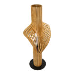 GloboStar® MIHIRO 02150 Boho Επιδαπέδιο Φωτιστικό Μονόφωτο 1 x E27 IP20 Καφέ Ξύλο με Μαύρο Μέταλλο - Μ48 x Π48 x Υ120cm - Image 5