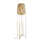 GloboStar® MEILANI 02301 Boho Επιδαπέδιο Φωτιστικό Μονόφωτο 1 x E27 IP20 Χρυσό Μέταλλο με Μπεζ Ξύλο - Μ40 x Π40 x Υ150cm - Image 2