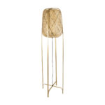 GloboStar® MEILANI 02301 Boho Επιδαπέδιο Φωτιστικό Μονόφωτο 1 x E27 IP20 Χρυσό Μέταλλο με Μπεζ Ξύλο - Μ40 x Π40 x Υ150cm - Image 4