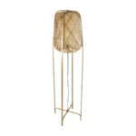 GloboStar® MEILANI 02301 Boho Επιδαπέδιο Φωτιστικό Μονόφωτο 1 x E27 IP20 Χρυσό Μέταλλο με Μπεζ Ξύλο - Μ40 x Π40 x Υ150cm - Image 5