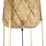 GloboStar® MEILANI 02301 Boho Επιδαπέδιο Φωτιστικό Μονόφωτο 1 x E27 IP20 Χρυσό Μέταλλο με Μπεζ Ξύλο - Μ40 x Π40 x Υ150cm - Image 6