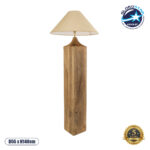 GloboStar® LAFRONTERA 02314 Boho Επιδαπέδιο Φωτιστικό Μονόφωτο 1 x E27 IP20 Καφέ Ξύλο με Μπεζ Ύφασμα - Μ55 x Π55 x Υ140cm