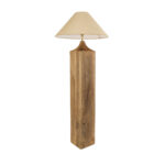 GloboStar® LAFRONTERA 02314 Boho Επιδαπέδιο Φωτιστικό Μονόφωτο 1 x E27 IP20 Καφέ Ξύλο με Μπεζ Ύφασμα - Μ55 x Π55 x Υ140cm - Image 2