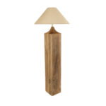 GloboStar® LAFRONTERA 02314 Boho Επιδαπέδιο Φωτιστικό Μονόφωτο 1 x E27 IP20 Καφέ Ξύλο με Μπεζ Ύφασμα - Μ55 x Π55 x Υ140cm - Image 4