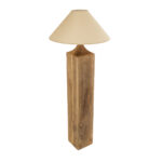 GloboStar® LAFRONTERA 02314 Boho Επιδαπέδιο Φωτιστικό Μονόφωτο 1 x E27 IP20 Καφέ Ξύλο με Μπεζ Ύφασμα - Μ55 x Π55 x Υ140cm - Image 5