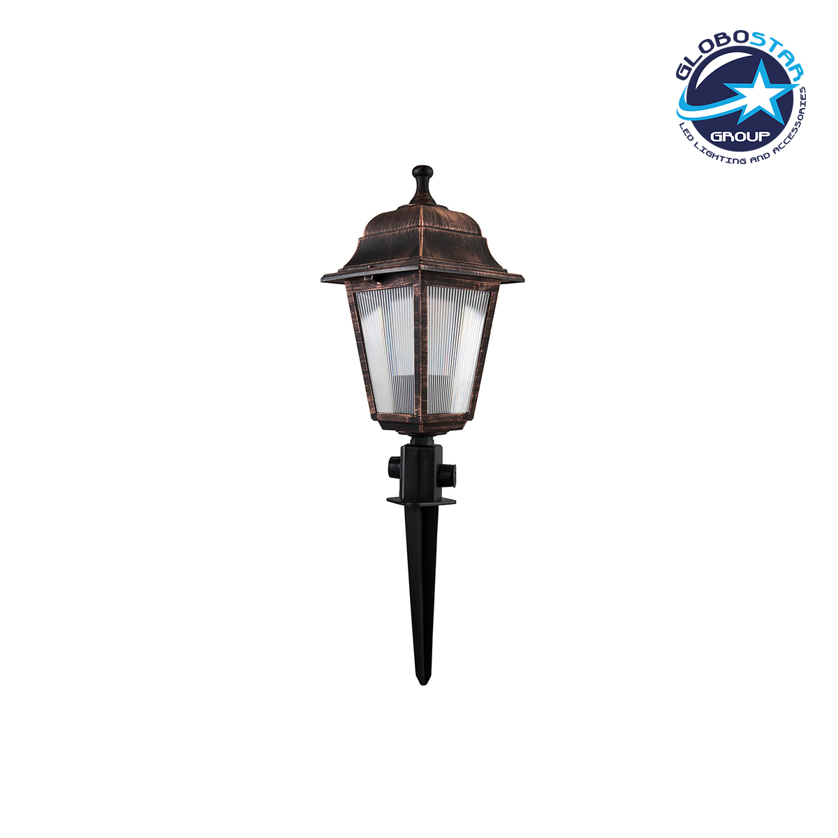 203_0218_1 GloboStar® SOLME 203-0218 Vintage Καρφωτό Φωτιστικό Φαναράκι Μονόφωτο 1 x E27 IP44 Χάλκινο & Διάφανο Πλαστικό - Μ15 x Π15 x Υ50cm - Image 1