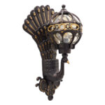 GloboStar® CORNELIA 01250 Vintage Επιτοίχιο Φωτιστικό Απλίκα Μονόφωτο 1 x E27 IP20 Καφέ & Χρυσό Μέταλλο με Μελί Γυαλί - Μ20 x Π32 x Υ55cm - Image 2