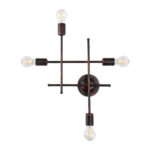 GloboStar® PIPING 00662 Vintage Επιτοίχιο Φωτιστικό Πολύφωτο 4 x E27 IP20 Χάλκινο Μέταλλο - Μ40 x Π9 x Υ52cm - Image 2