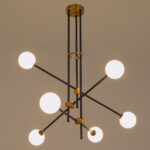 GloboStar® VELVET 00994 Μοντέρνο Φωτιστικό Οροφής Πλέγμα Πολύφωτο 6 x G9 IP20 Μαύρο & Χρυσό Μέταλλο με Λευκό Γυαλί - Μ80 x Π80 x Υ85cm - Image 3
