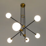 GloboStar® VELVET 00994 Μοντέρνο Φωτιστικό Οροφής Πλέγμα Πολύφωτο 6 x G9 IP20 Μαύρο & Χρυσό Μέταλλο με Λευκό Γυαλί - Μ80 x Π80 x Υ85cm - Image 6