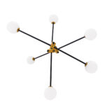 GloboStar® VELVET 00994 Μοντέρνο Φωτιστικό Οροφής Πλέγμα Πολύφωτο 6 x G9 IP20 Μαύρο & Χρυσό Μέταλλο με Λευκό Γυαλί - Μ80 x Π80 x Υ85cm - Image 4
