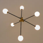 GloboStar® VELVET 00994 Μοντέρνο Φωτιστικό Οροφής Πλέγμα Πολύφωτο 6 x G9 IP20 Μαύρο & Χρυσό Μέταλλο με Λευκό Γυαλί - Μ80 x Π80 x Υ85cm - Image 5