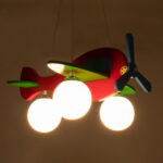 GloboStar® AIRPLANE 01575 Παιδικό Κρεμαστό Φωτιστικό Φιγούρα Τρίφωτο 3 x E27 IP20 Πολύχρωμο Ξύλο με Λευκό Γυαλί - Μ51 x Π49 x Υ26cm - Image 3