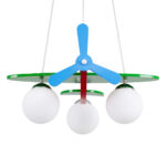 GloboStar® AIRPLANE 01575 Παιδικό Κρεμαστό Φωτιστικό Φιγούρα Τρίφωτο 3 x E27 IP20 Πολύχρωμο Ξύλο με Λευκό Γυαλί - Μ51 x Π49 x Υ26cm - Image 6
