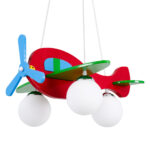 GloboStar® AIRPLANE 01575 Παιδικό Κρεμαστό Φωτιστικό Φιγούρα Τρίφωτο 3 x E27 IP20 Πολύχρωμο Ξύλο με Λευκό Γυαλί - Μ51 x Π49 x Υ26cm - Image 7
