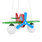 GloboStar® AIRPLANE 01575 Παιδικό Κρεμαστό Φωτιστικό Φιγούρα Τρίφωτο 3 x E27 IP20 Πολύχρωμο Ξύλο με Λευκό Γυαλί - Μ51 x Π49 x Υ26cm - Image 9