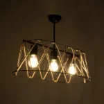 GloboStar® GATSBY 203-0006 Vintage Κρεμαστό Φωτιστικό Σχοινί Τρίφωτο 3 x E27 IP20 Μαύρο Μέταλλο με Μπεζ Σχοινί - Μ60 x Π28 x Υ22cm - Image 3