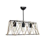 GloboStar® GATSBY 203-0006 Vintage Κρεμαστό Φωτιστικό Σχοινί Τρίφωτο 3 x E27 IP20 Μαύρο Μέταλλο με Μπεζ Σχοινί - Μ60 x Π28 x Υ22cm - Image 4