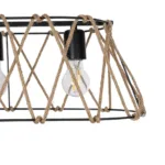 GloboStar® GATSBY 203-0006 Vintage Κρεμαστό Φωτιστικό Σχοινί Τρίφωτο 3 x E27 IP20 Μαύρο Μέταλλο με Μπεζ Σχοινί - Μ60 x Π28 x Υ22cm - Image 7