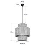 GloboStar® SALTO 203-0037 Boho Κρεμαστό Φωτιστικό Καπέλο Μονόφωτο 1 x E27 IP20 Μπέζ Σχοινί - M40 x Π40 x Υ42cm - Image 12