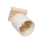 GloboStar® CUP 203-0060 Vintage Φωτιστικό Οροφής Σποτ Μονόφωτο 1 x E27 IP20 Μπέζ Ξύλο με Λευκό Ύφασμα - Μ14.5 x Π14.5 x Υ25cm - Image 4