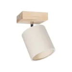 GloboStar® CUP 203-0060 Vintage Φωτιστικό Οροφής Σποτ Μονόφωτο 1 x E27 IP20 Μπέζ Ξύλο με Λευκό Ύφασμα - Μ14.5 x Π14.5 x Υ25cm - Image 5