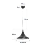 GloboStar® BELFRY 203-0077 Μοντέρνο Κρεμαστό Φωτιστικό Καμπάνα Μονόφωτο 1 x E27 IP20 Μαύρο & Χρυσό Πλαστικό - Μ29.5 x Π29.5 x Υ22cm - Image 12