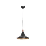 GloboStar® BELFRY 203-0077 Μοντέρνο Κρεμαστό Φωτιστικό Καμπάνα Μονόφωτο 1 x E27 IP20 Μαύρο & Χρυσό Πλαστικό - Μ29.5 x Π29.5 x Υ22cm - Image 4
