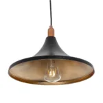 GloboStar® BELFRY 203-0077 Μοντέρνο Κρεμαστό Φωτιστικό Καμπάνα Μονόφωτο 1 x E27 IP20 Μαύρο & Χρυσό Πλαστικό - Μ29.5 x Π29.5 x Υ22cm - Image 6