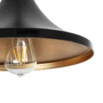 GloboStar® BELFRY 203-0077 Μοντέρνο Κρεμαστό Φωτιστικό Καμπάνα Μονόφωτο 1 x E27 IP20 Μαύρο & Χρυσό Πλαστικό - Μ29.5 x Π29.5 x Υ22cm - Image 8
