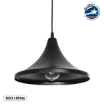 GloboStar® BELFRY 203-0078 Μοντέρνο Κρεμαστό Φωτιστικό Καμπάνα Μονόφωτο 1 x E27 IP20 Μαύρο Πλαστικό - Μ29.5 x Π29.5 x Υ21cm