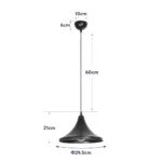GloboStar® BELFRY 203-0078 Μοντέρνο Κρεμαστό Φωτιστικό Καμπάνα Μονόφωτο 1 x E27 IP20 Μαύρο Πλαστικό - Μ29.5 x Π29.5 x Υ21cm - Image 12