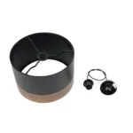 GloboStar® ZYKLUS 203-0101 Μοντέρνο Κρεμαστό Φωτιστικό Καπέλο Μονόφωτο 1 x E27 IP20 Μαύρο Ύφασμα με Καρυδί Ξύλο - Μ36 x Π36 x Υ25cm - Image 11
