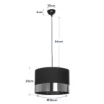 GloboStar® ZYKLUS 203-0101 Μοντέρνο Κρεμαστό Φωτιστικό Καπέλο Μονόφωτο 1 x E27 IP20 Μαύρο Ύφασμα με Καρυδί Ξύλο - Μ36 x Π36 x Υ25cm - Image 12