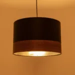 GloboStar® ZYKLUS 203-0101 Μοντέρνο Κρεμαστό Φωτιστικό Καπέλο Μονόφωτο 1 x E27 IP20 Μαύρο Ύφασμα με Καρυδί Ξύλο - Μ36 x Π36 x Υ25cm - Image 3