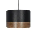 GloboStar® ZYKLUS 203-0101 Μοντέρνο Κρεμαστό Φωτιστικό Καπέλο Μονόφωτο 1 x E27 IP20 Μαύρο Ύφασμα με Καρυδί Ξύλο - Μ36 x Π36 x Υ25cm - Image 5